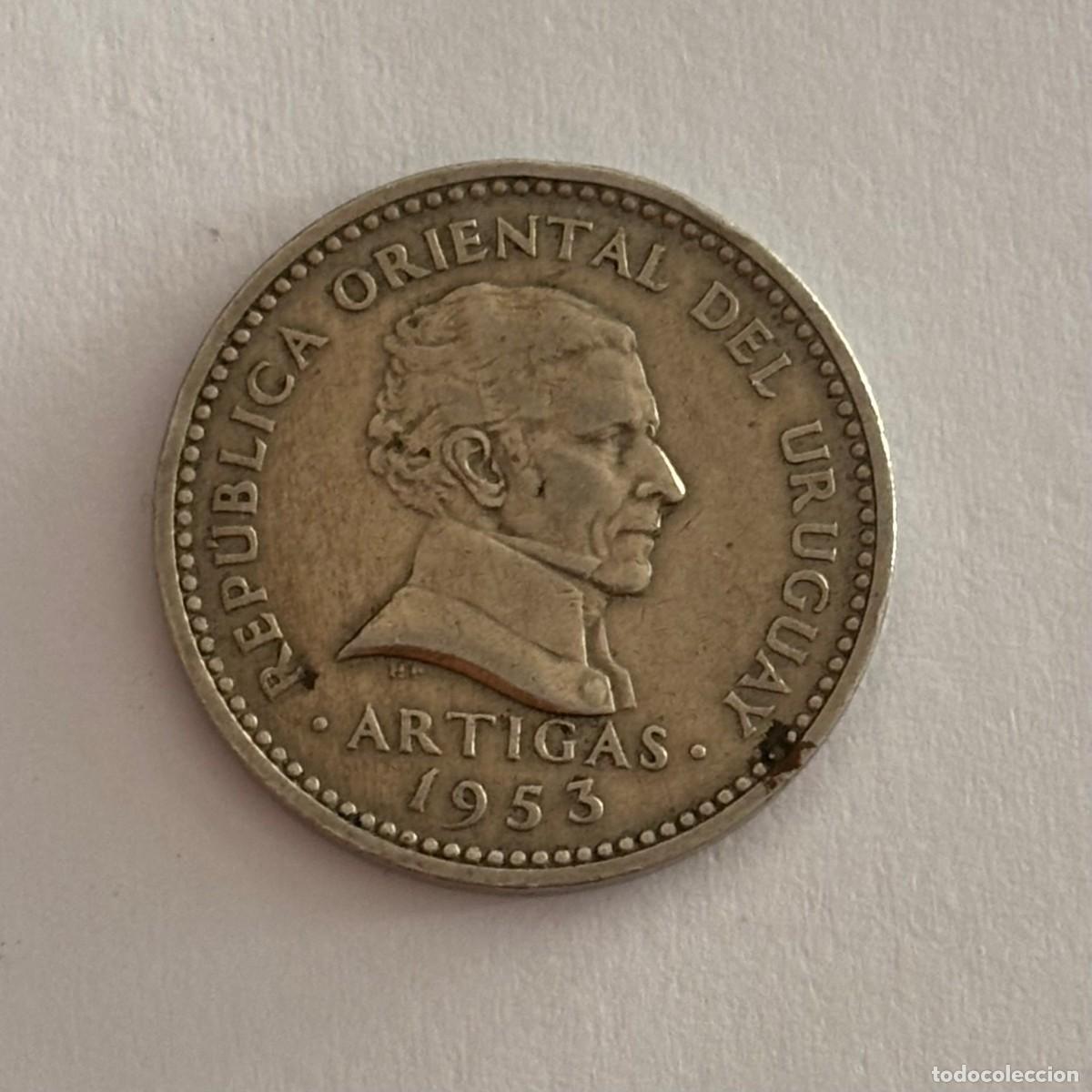 Monete antiche di America: MONEDA DE URUGUAY DE 10 CENT&Eacute;SIMOS 1953 (FOTO)