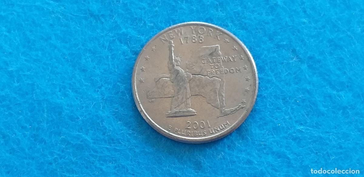 Monedas antiguas de Am&eacute;rica: Moneda Estados Unidos. USA. Quarter. &frac14; dolar. A&ntilde;o 2001. Nueva York.