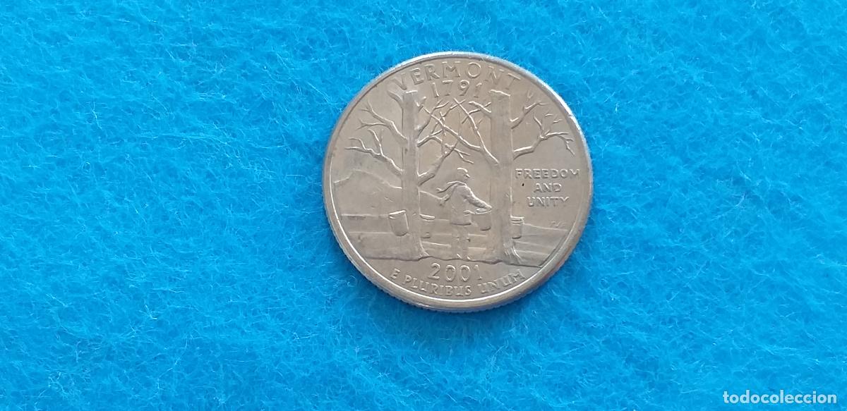 Monedas antiguas de Am&eacute;rica: Moneda de Estados Unidos, USA. 25 CENTAVOS QUARTER 2001. P. Vermont. PROGRAMA 50 ESTADOS