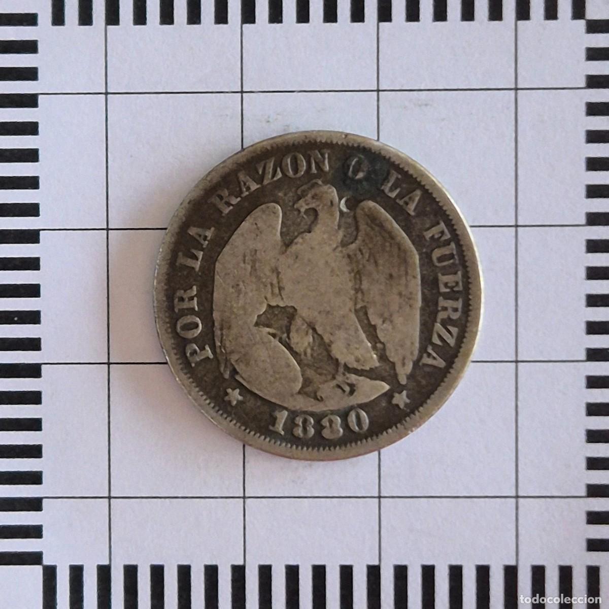 Moedas antigas da Am&eacute;rica: 20 CENTAVOS, CHILE. 1880. (KM#138.2).