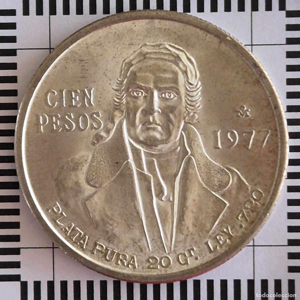 Monnaies anciennes d'Am&eacute;rique: 100 PESOS PLATA, M&Eacute;XICO. 1977. (KM#483).