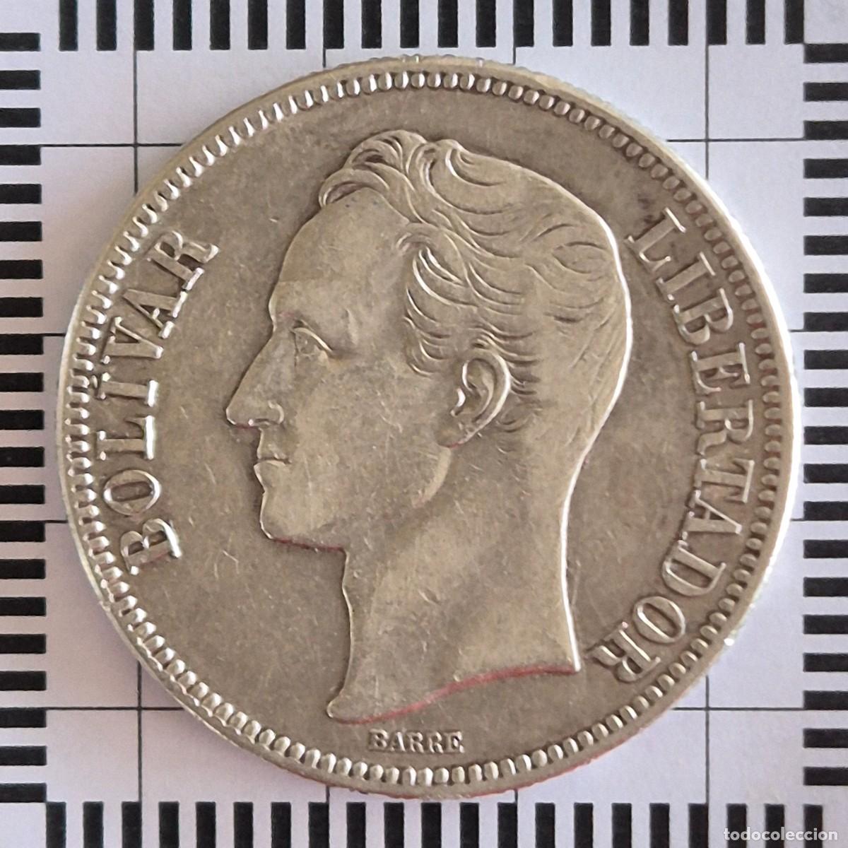 Monnaies anciennes d'Am&eacute;rique: 5 BOL&Iacute;VARES PLATA, VENEZUELA. 1936. (Y#24.2).