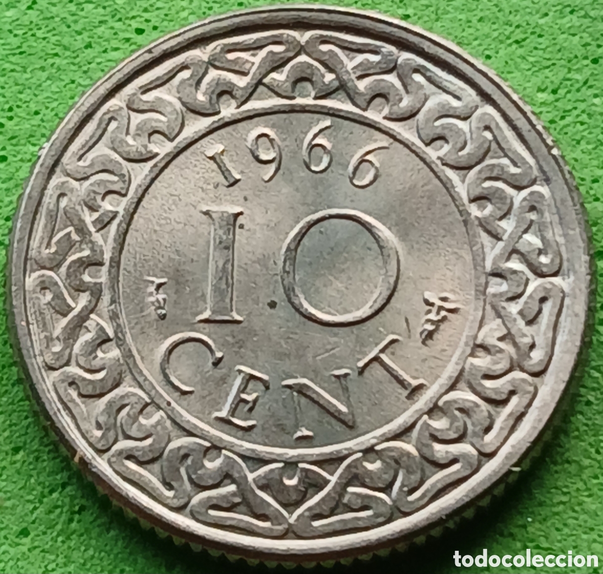 Monedas antiguas de Am&eacute;rica: Surinam 10 cent 1966 km#13
