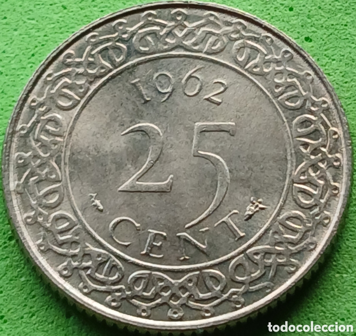 Monedas antiguas de Am&eacute;rica: Surinam 25 cent 1962 km#14 sin marca