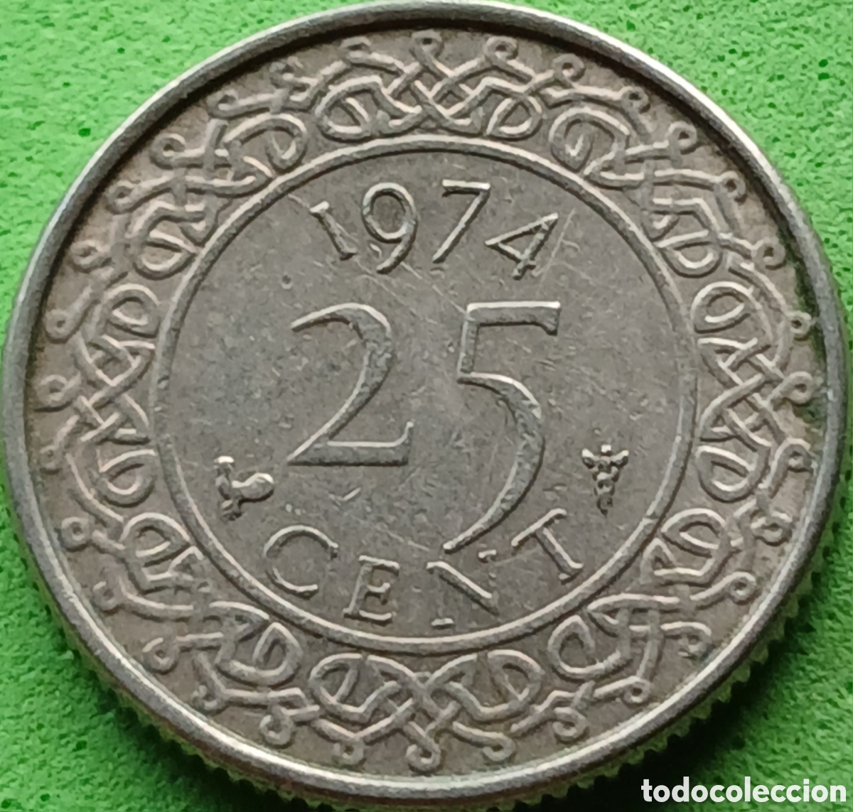 Monedas antiguas de Am&eacute;rica: Surinam 25 cent 1974 km#14