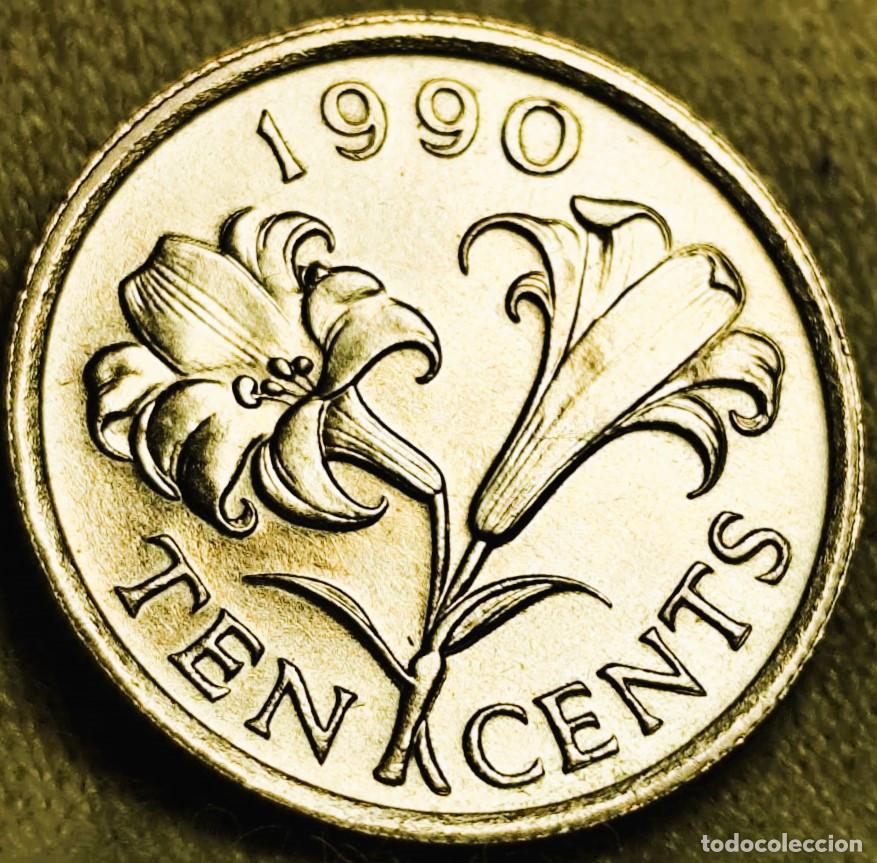 Moedas antigas da Am&eacute;rica: Bermudas 10 centavos, 1990 &ndash; Sin Circular (SC) &ndash; Lote 2614