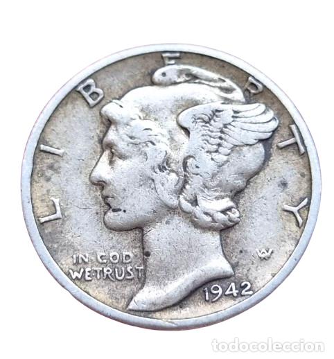 Monedas antiguas de Am&eacute;rica: PLATA. ESTADOS UNIDOS. USA. ONE DIME MERCURY. 1942. Denver. Ag