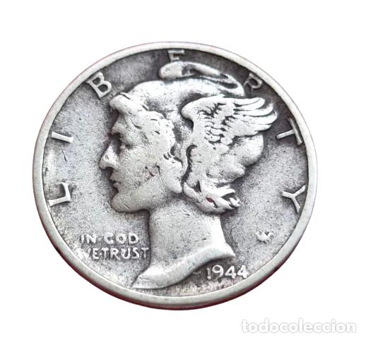 Monedas antiguas de Am&eacute;rica: PLATA. ESTADOS UNIDOS. USA. ONE DIME MERCURY. 1944. Filadelfia. Ag