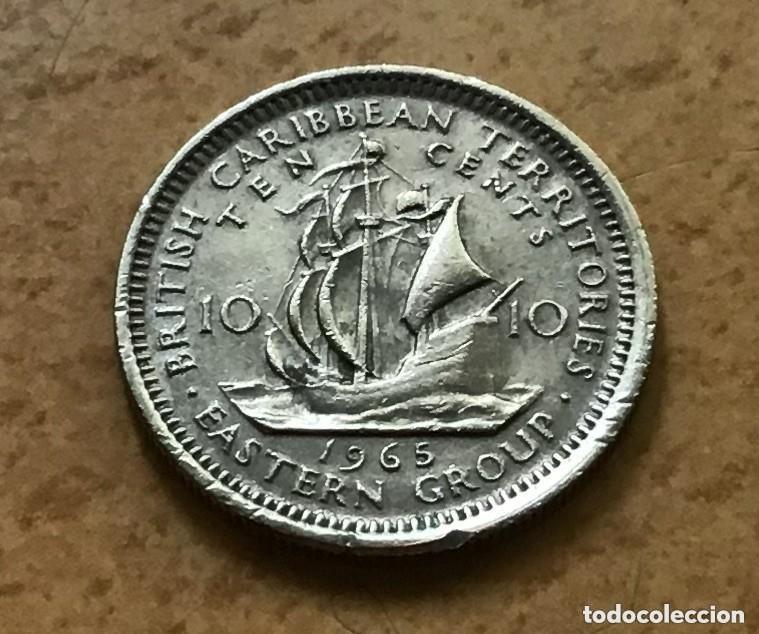 Monedas antiguas de Am&eacute;rica: 10 centavos de East Caribbean States (Estados del caribe Oriental). A&ntilde;o 1965