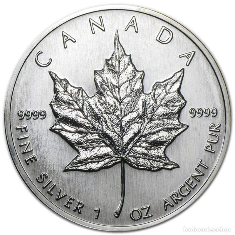Monedas antiguas de Am&eacute;rica: CANADA 5$ ONZA DE PLATA PURA OZ SILVER 1989 HOJA DE ARCE