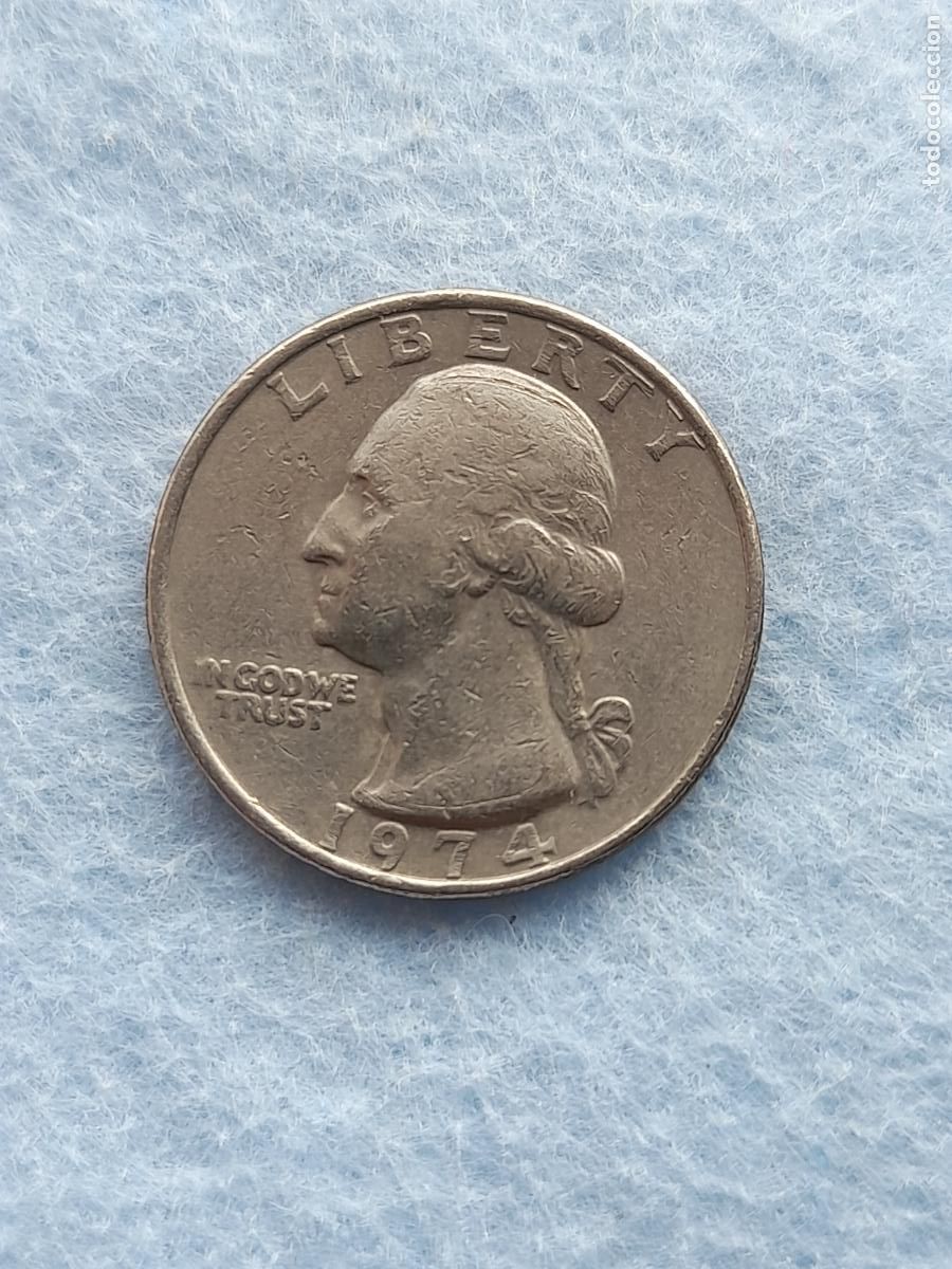 Monedas antiguas de Am&eacute;rica: USA. 1/4 D&oacute;lar. A&ntilde;o 1974.