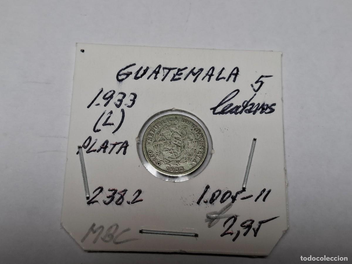 Monedas antiguas de Am&eacute;rica: 5 CENTAVOS de PLATA de 1933 L KM 238.2 GUATEMALA en MBC