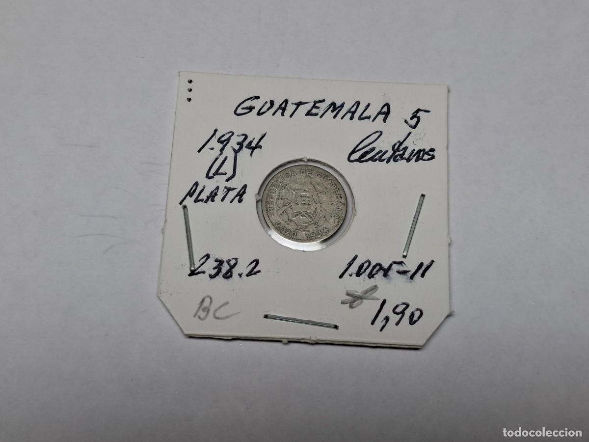 Monedas antiguas de Am&eacute;rica: 5 CENTAVOS de PLATA de 1934 L KM 238.2 GUATEMALA en BC