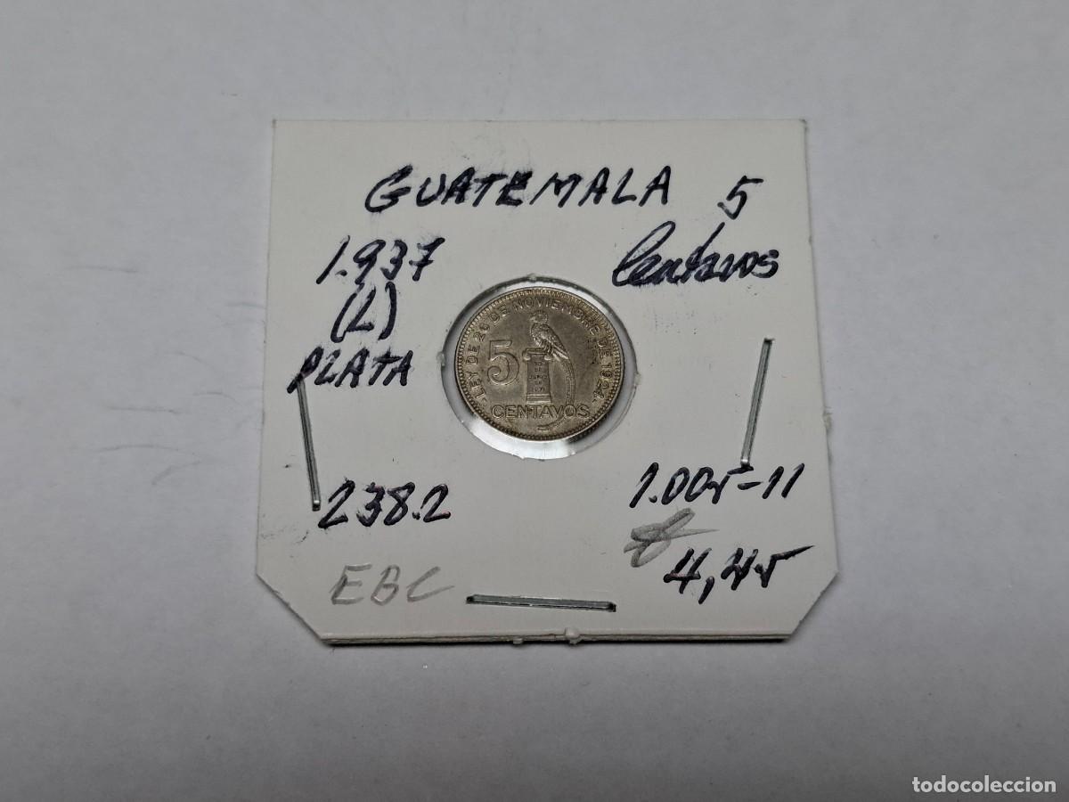 Monedas antiguas de Am&eacute;rica: 5 CENTAVOS de PLATA de 1937 L KM 238.2 GUATEMALA en EBC