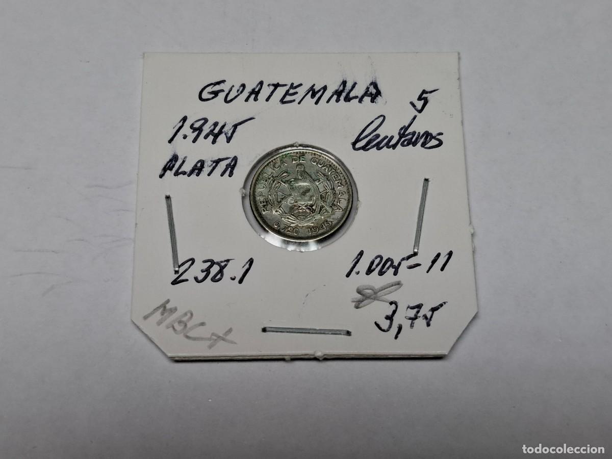 Monedas antiguas de Am&eacute;rica: 5 CENTAVOS de PLATA de 1945 KM 238.1 GUATEMALA en MBC+