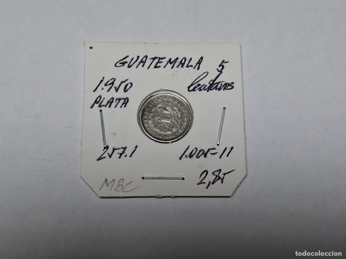 Monedas antiguas de Am&eacute;rica: 5 CENTAVOS de PLATA de 1950 KM 257.1 GUATEMALA en MBC