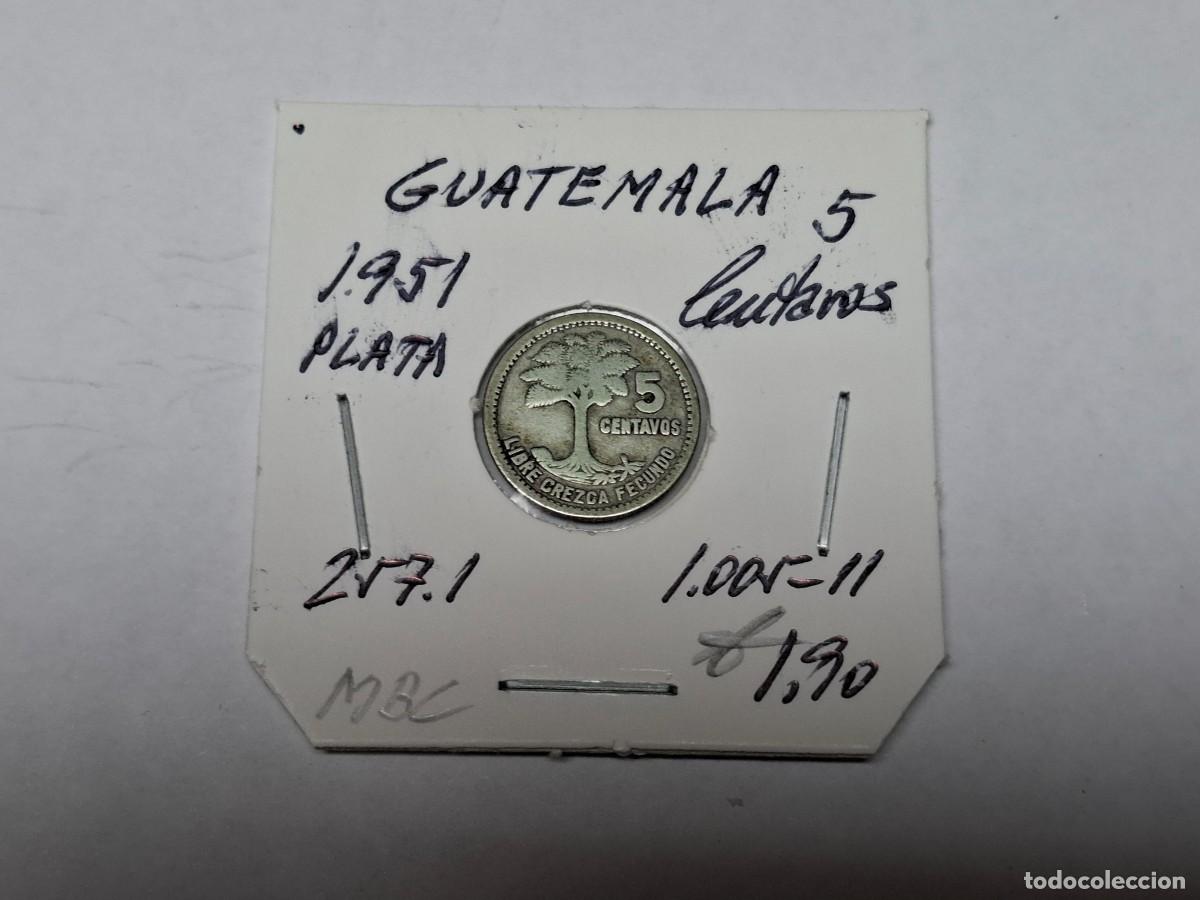 Monedas antiguas de Am&eacute;rica: 5 CENTAVOS de PLATA de 1951 KM 257.1 GUATEMALA en MBC