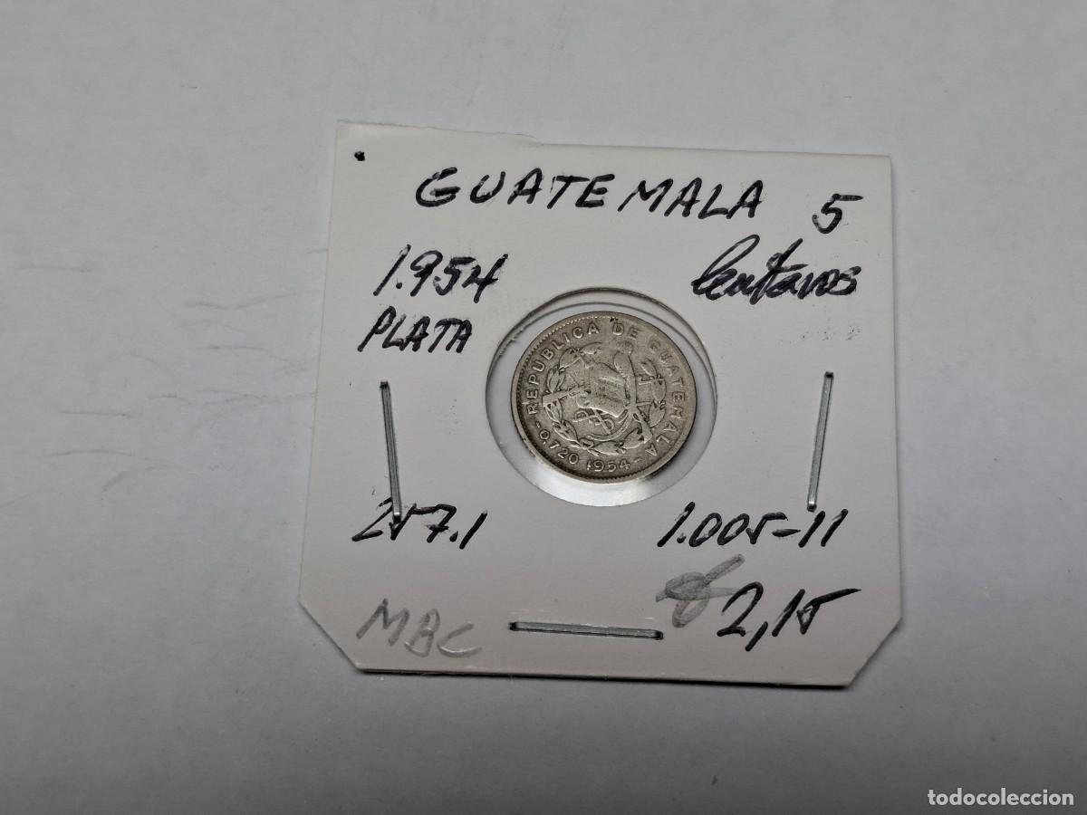 Monedas antiguas de Am&eacute;rica: 5 CENTAVOS de PLATA de 1954 KM 257.1 GUATEMALA en MBC