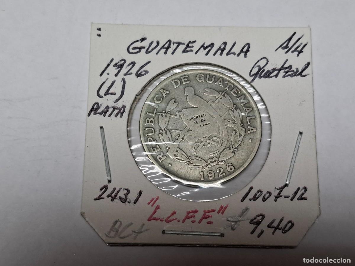 Monedas antiguas de Am&eacute;rica: 1/4 de QUETZAL de PLATA de 1926 L KM 243.1 GUATEMALA en BC+