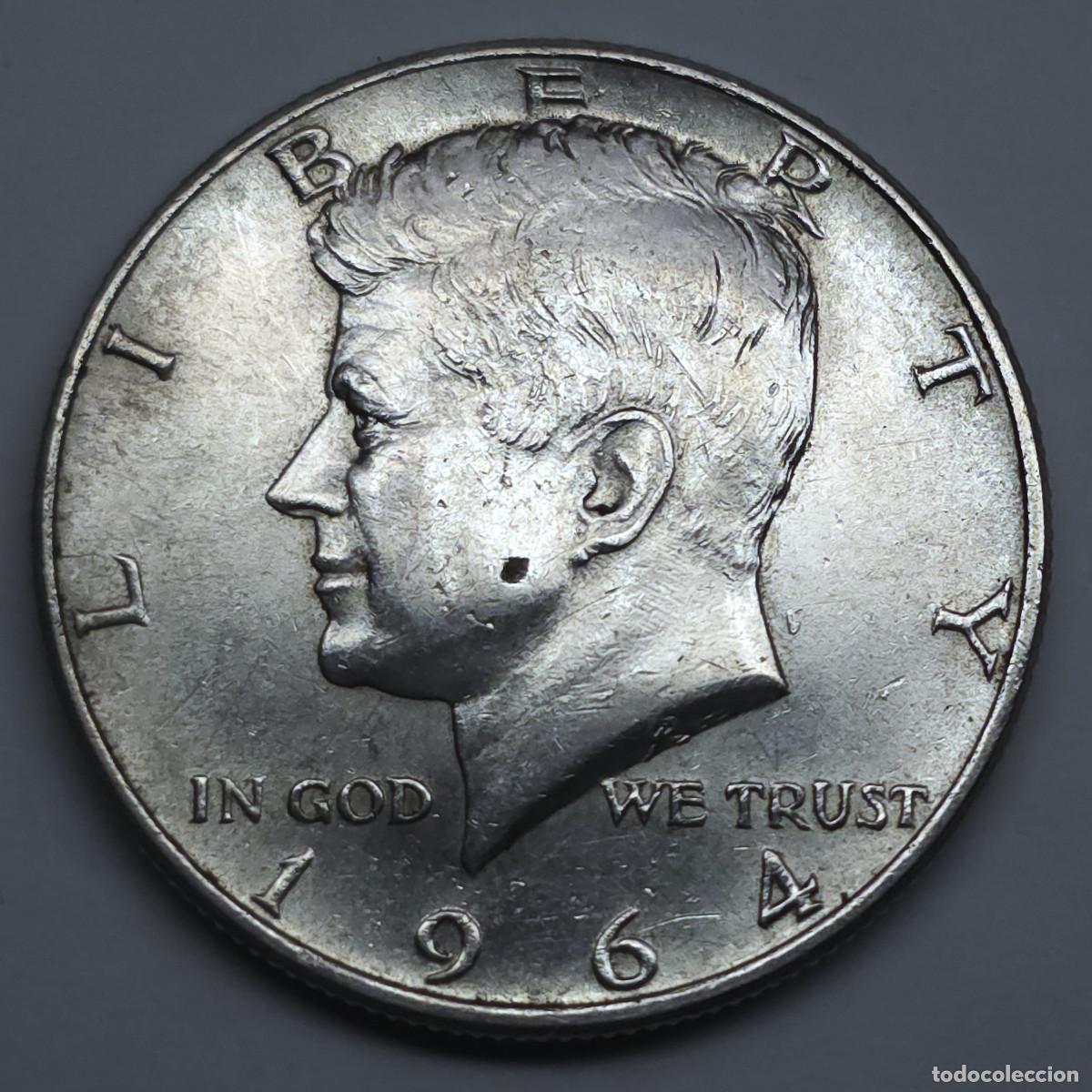 Monedas antiguas de Am&eacute;rica: MONEDA PLATA ESTADOS UNIDOS 1/2 DOLAR PLATA 1964, KENNEDY