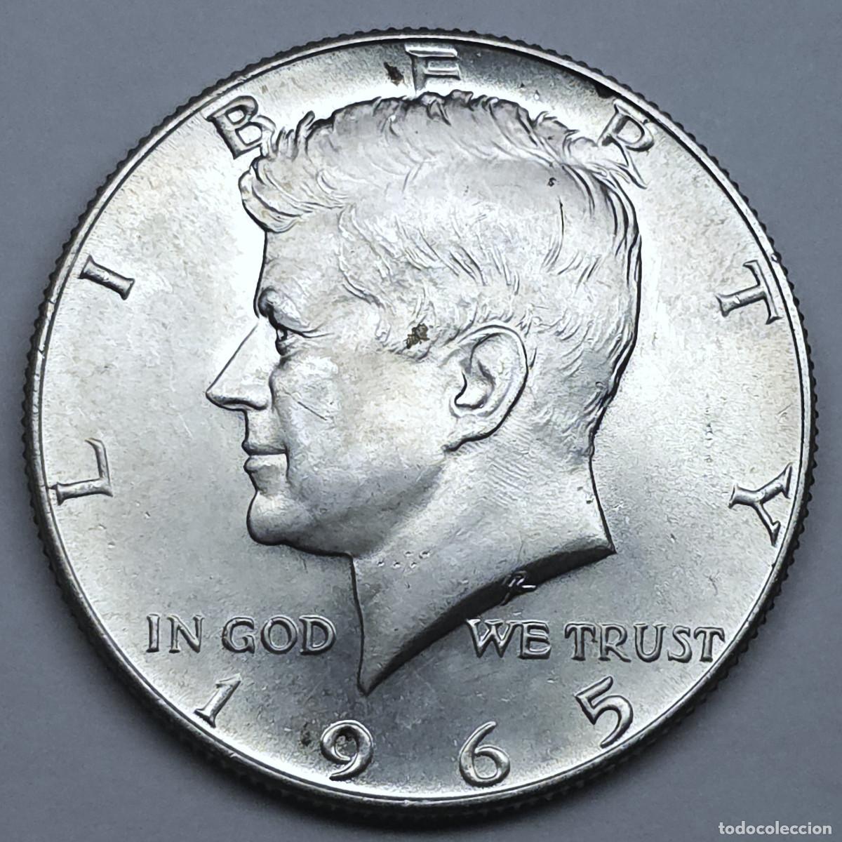 Monedas antiguas de Am&eacute;rica: MONEDA PLATA ESTADOS UNIDOS 1/2 DOLAR PLATA 1965, KENNEDY EBC