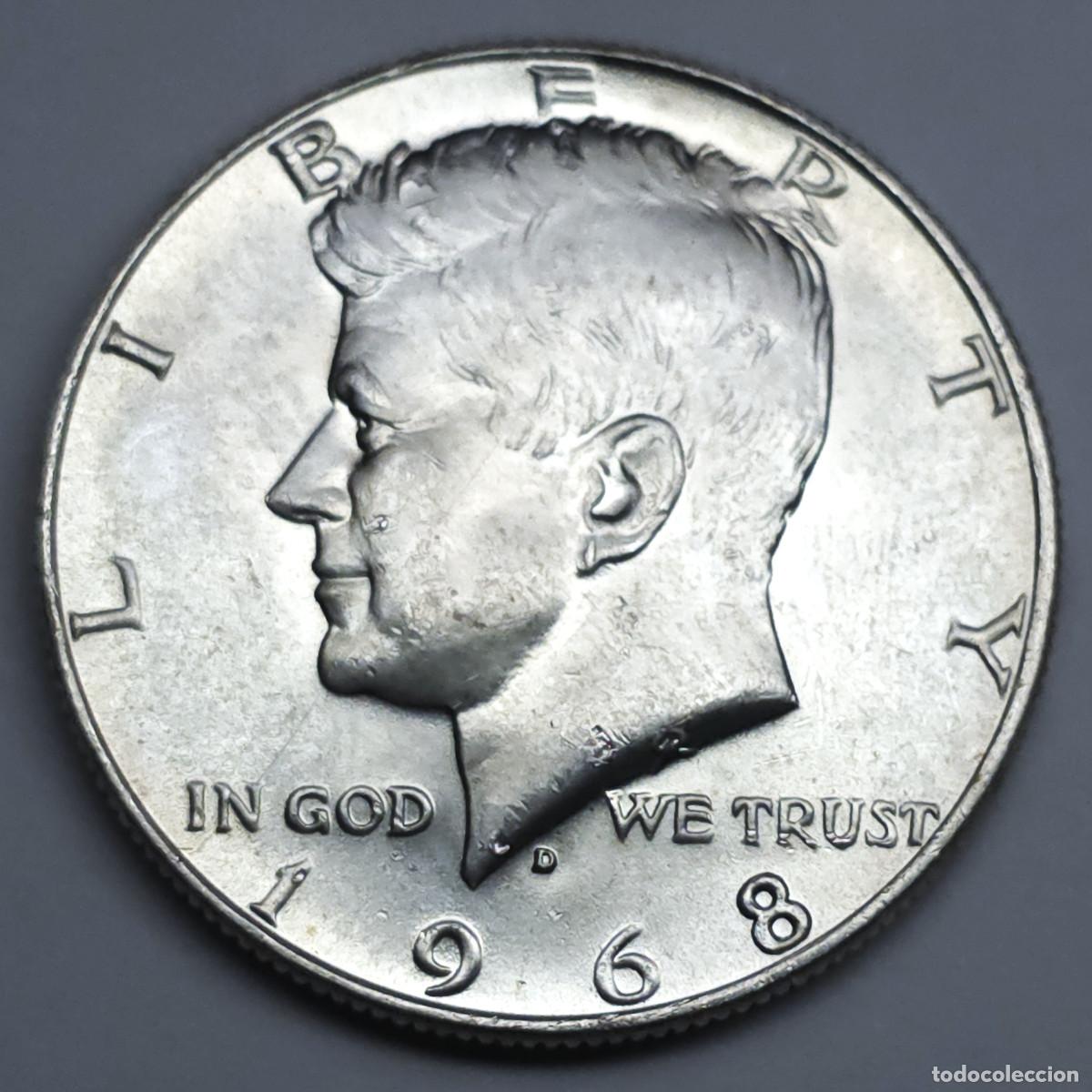 Monedas antiguas de Am&eacute;rica: MONEDA PLATA ESTADOS UNIDOS 1/2 DOLAR 1968 D., KENNEDY EBC