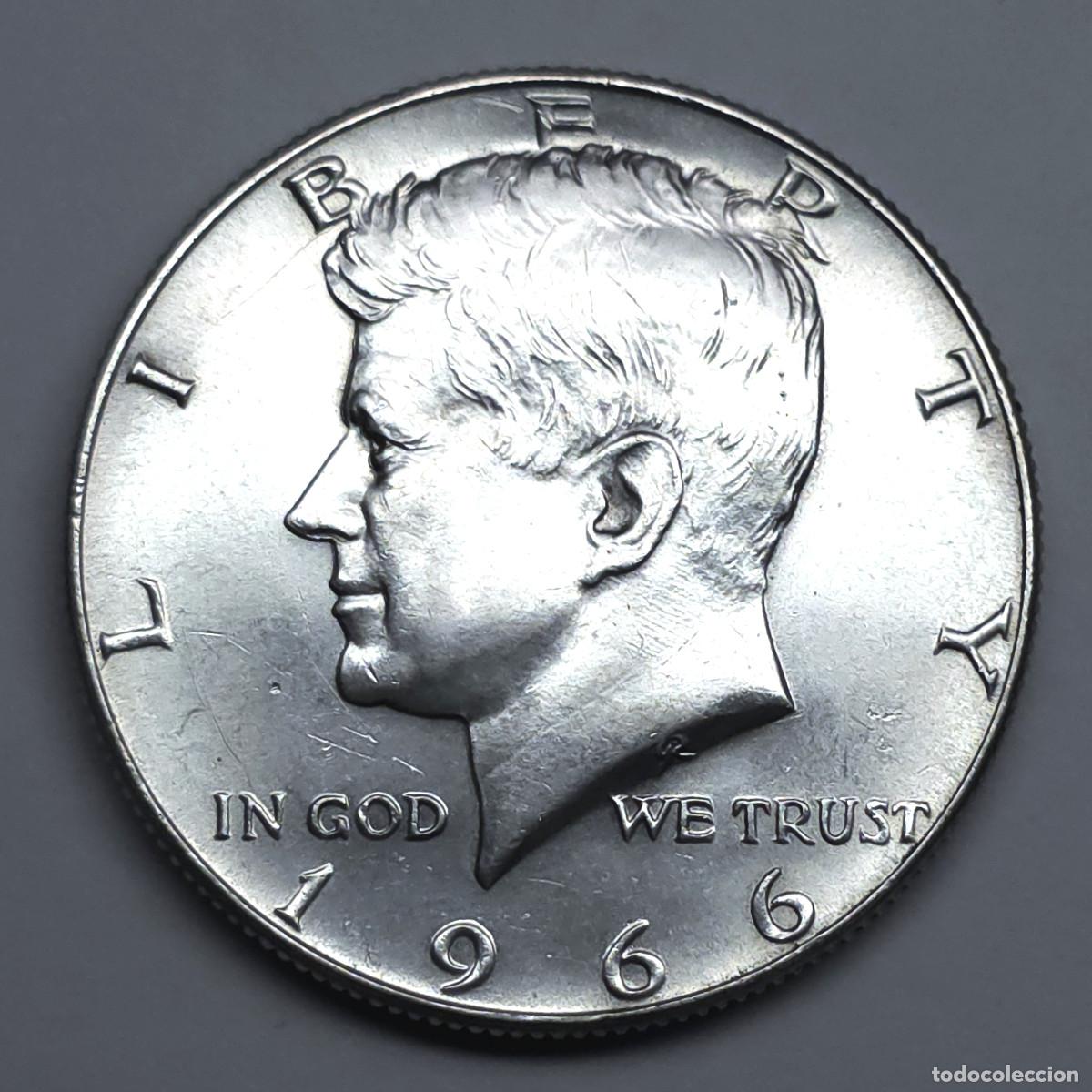 Monedas antiguas de Am&eacute;rica: MONEDA PLATA ESTADOS UNIDOS 1/2 DOLAR 1966, KENNEDY EBC