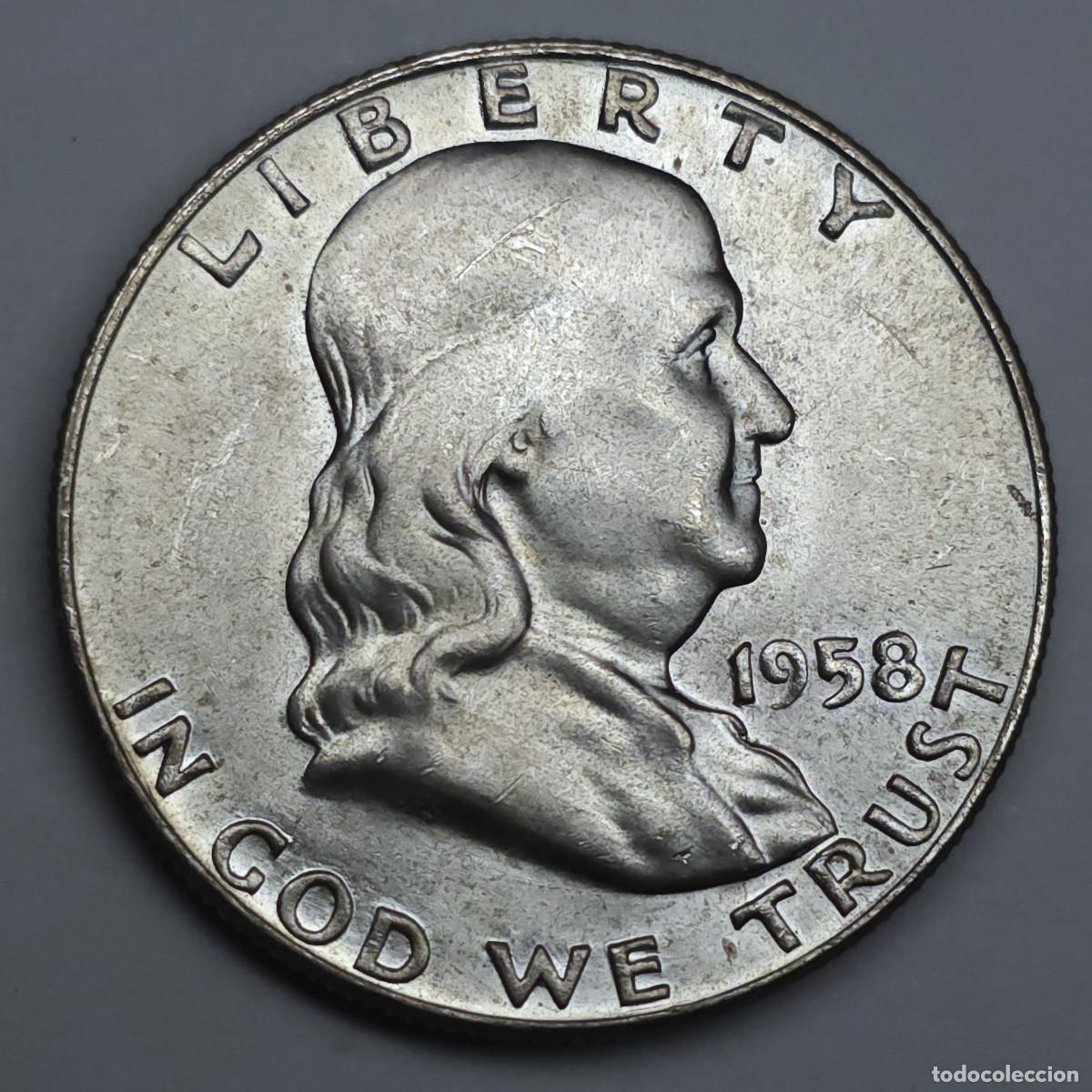 Monedas antiguas de Am&eacute;rica: MONEDA PLATA ESTADOS UNIDOS 1/2 DOLAR LIBERTY 1958 EBC+