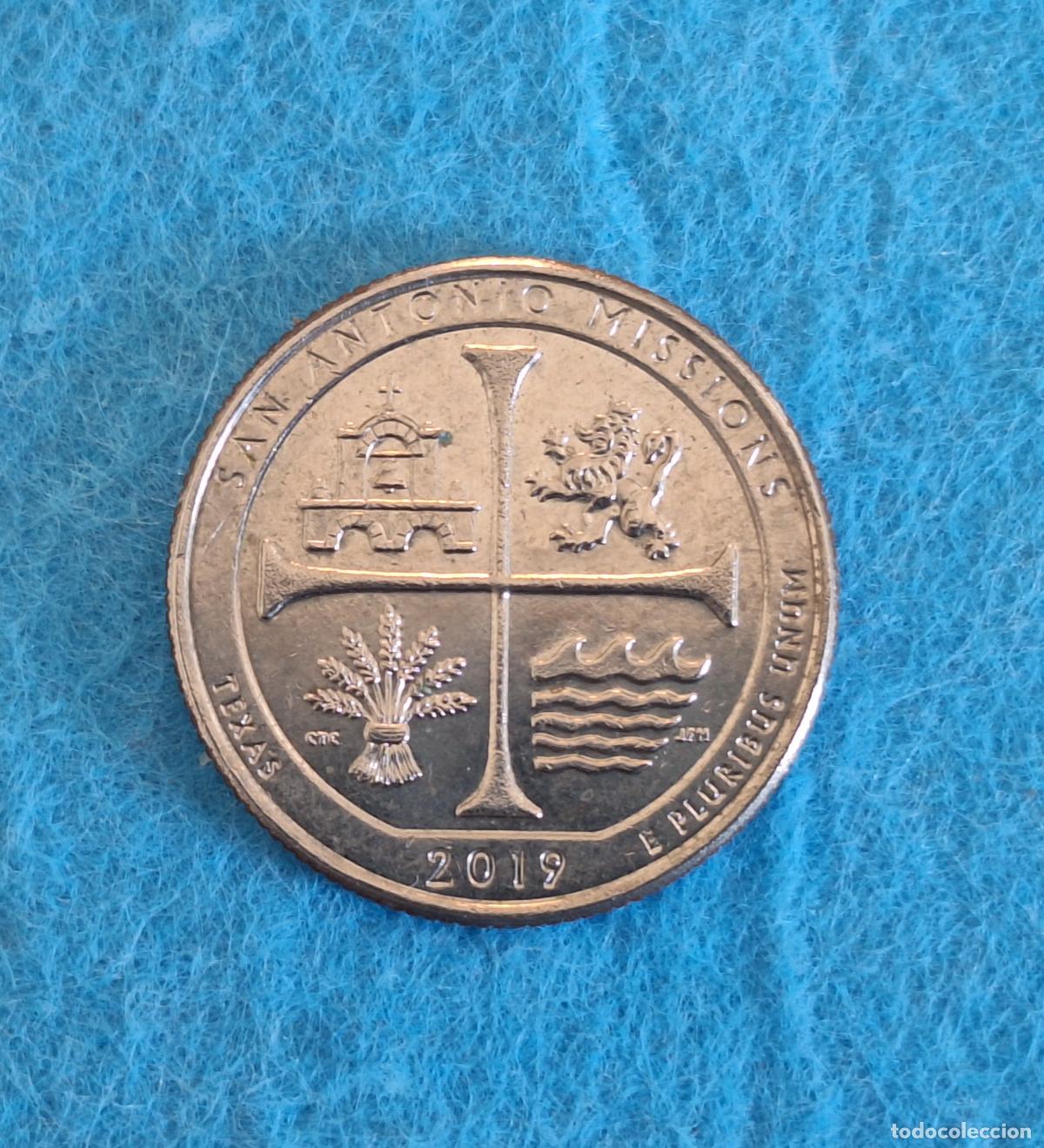 Monedas antiguas de Am&eacute;rica: MONEDA EEUU. USA ESTADOS UNIDOS. QUARTER. A&ntilde;o 2019. TEXAS - SAN ANTONIO MISSIONS. Parques Nacionales