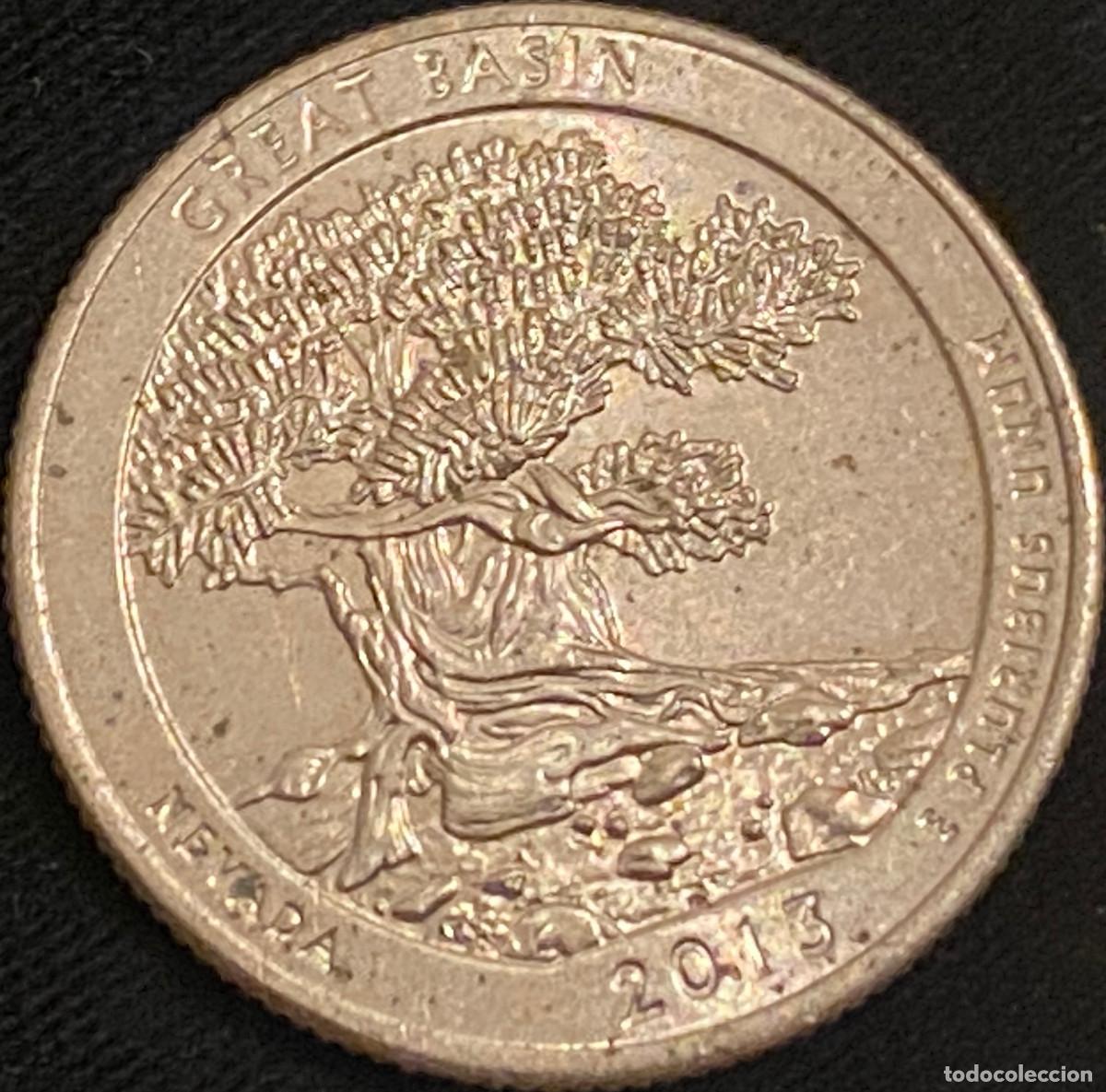 Monedas antiguas de Am&eacute;rica: 1 Quarter (25 centavos de d&oacute;lar). USA. A&ntilde;o 2013. Ceca D. Estado de Nevada. Buen estado.