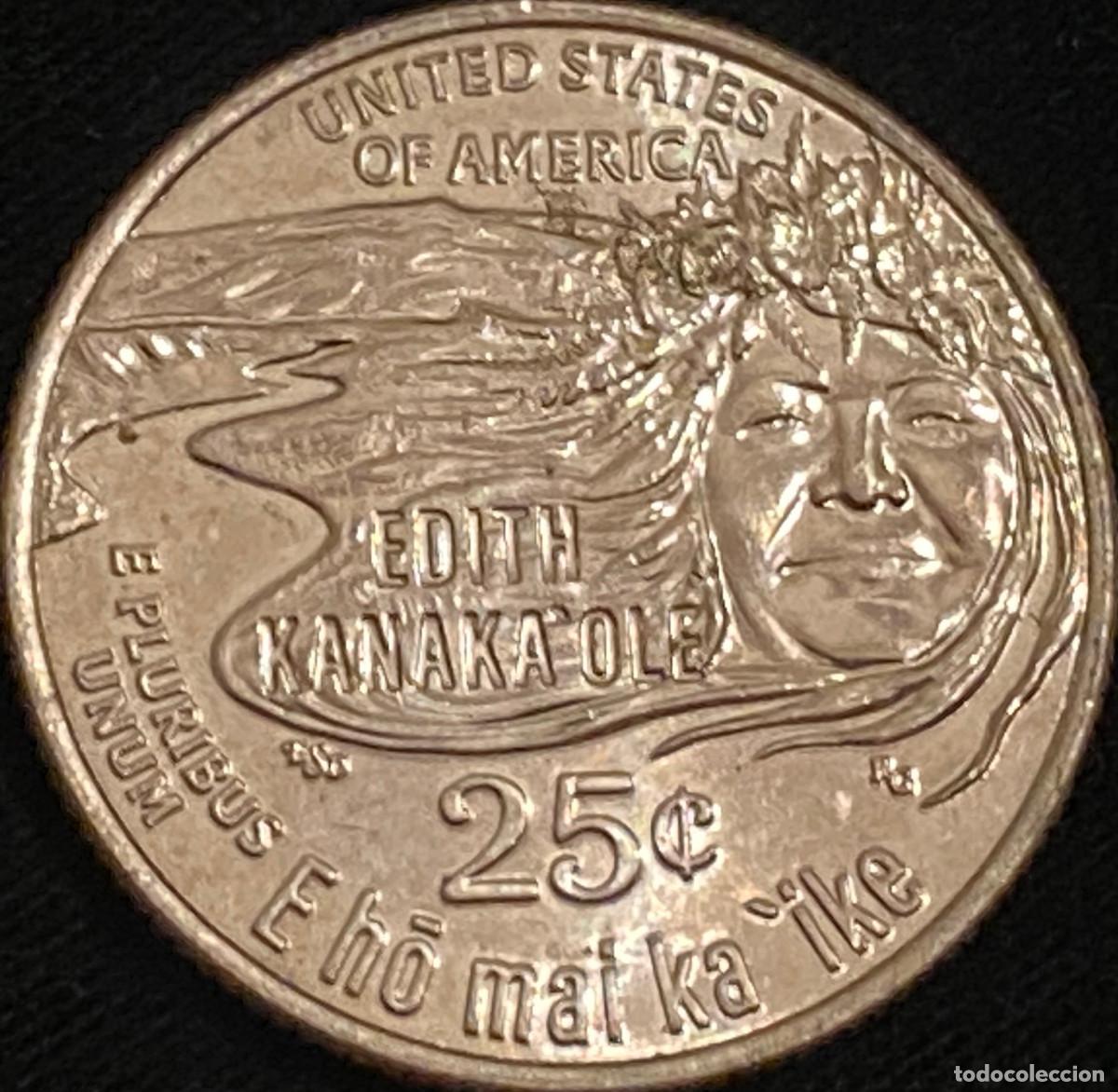Monedas antiguas de Am&eacute;rica: 1 Quarter (25 centavos de d&oacute;lar). USA. A&ntilde;o 2023. Ceca D. Edith Kanaka'ole. Buen estado.