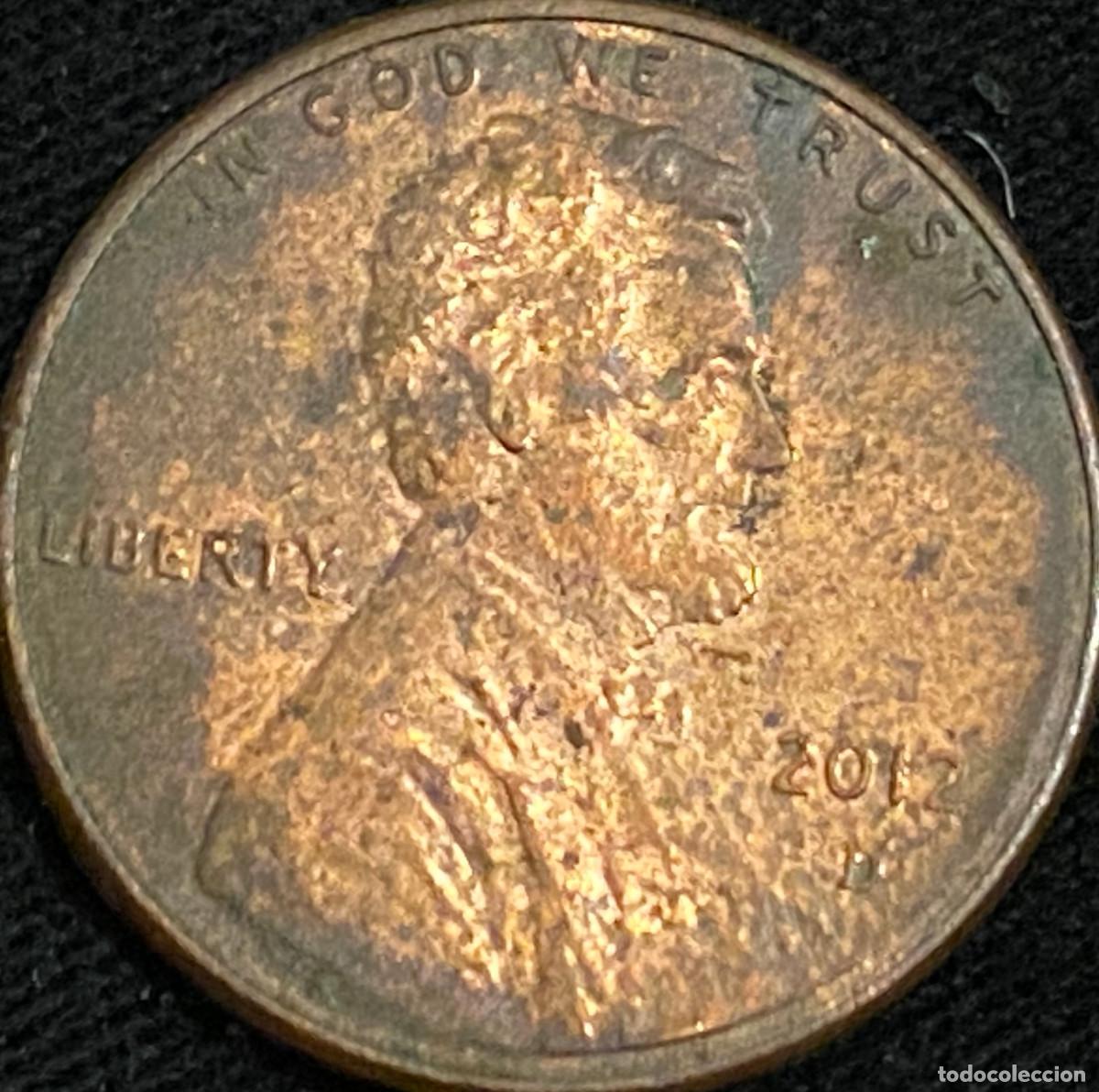Monedas antiguas de Am&eacute;rica: 1 Pennie (1 centavo de d&oacute;lar). USA. A&ntilde;o 2012. Ceca D. Presidente Abraham Lincoln. Estado aceptable.