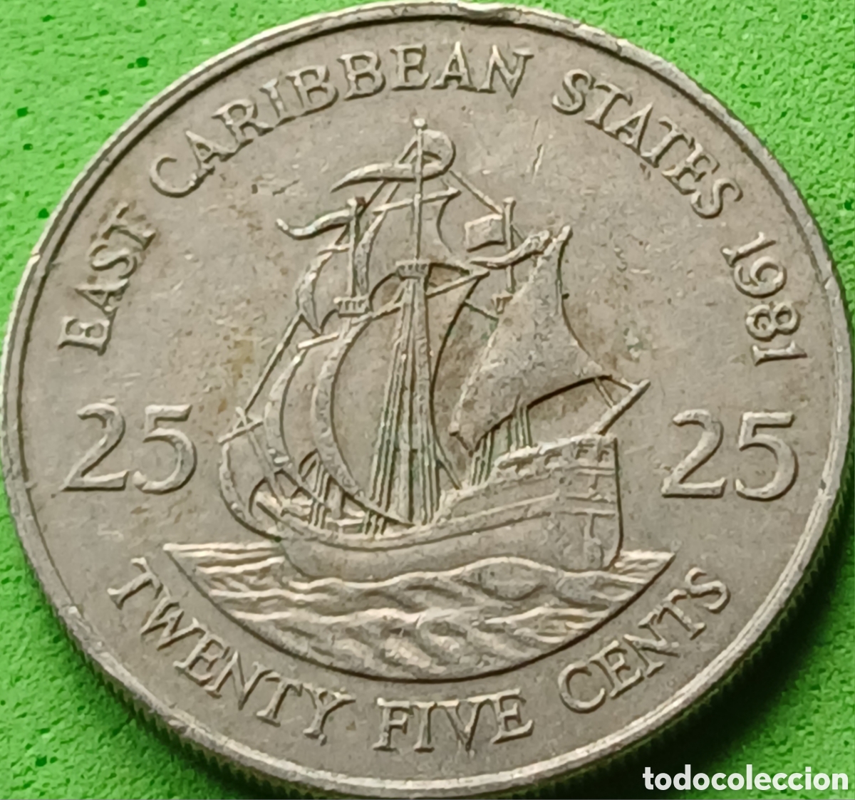 Monedas antiguas de Am&eacute;rica: Estados del Caraibe Oriental 25 cents 1981 km#14