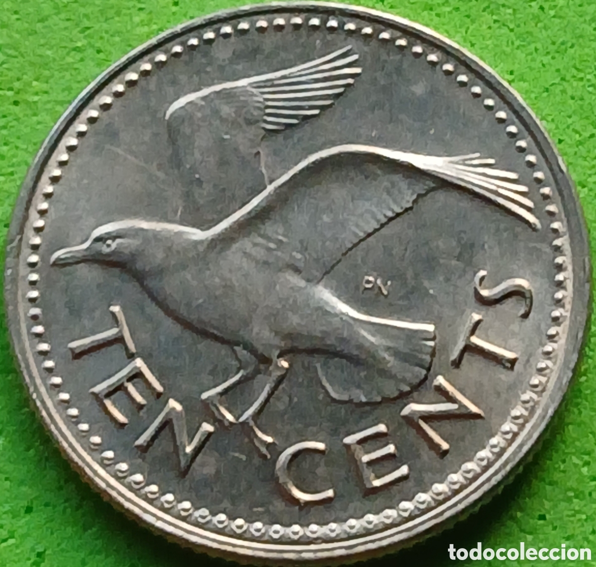 Monedas antiguas de Am&eacute;rica: Barbados ten cents 1973 km#12 sin marca de ceca