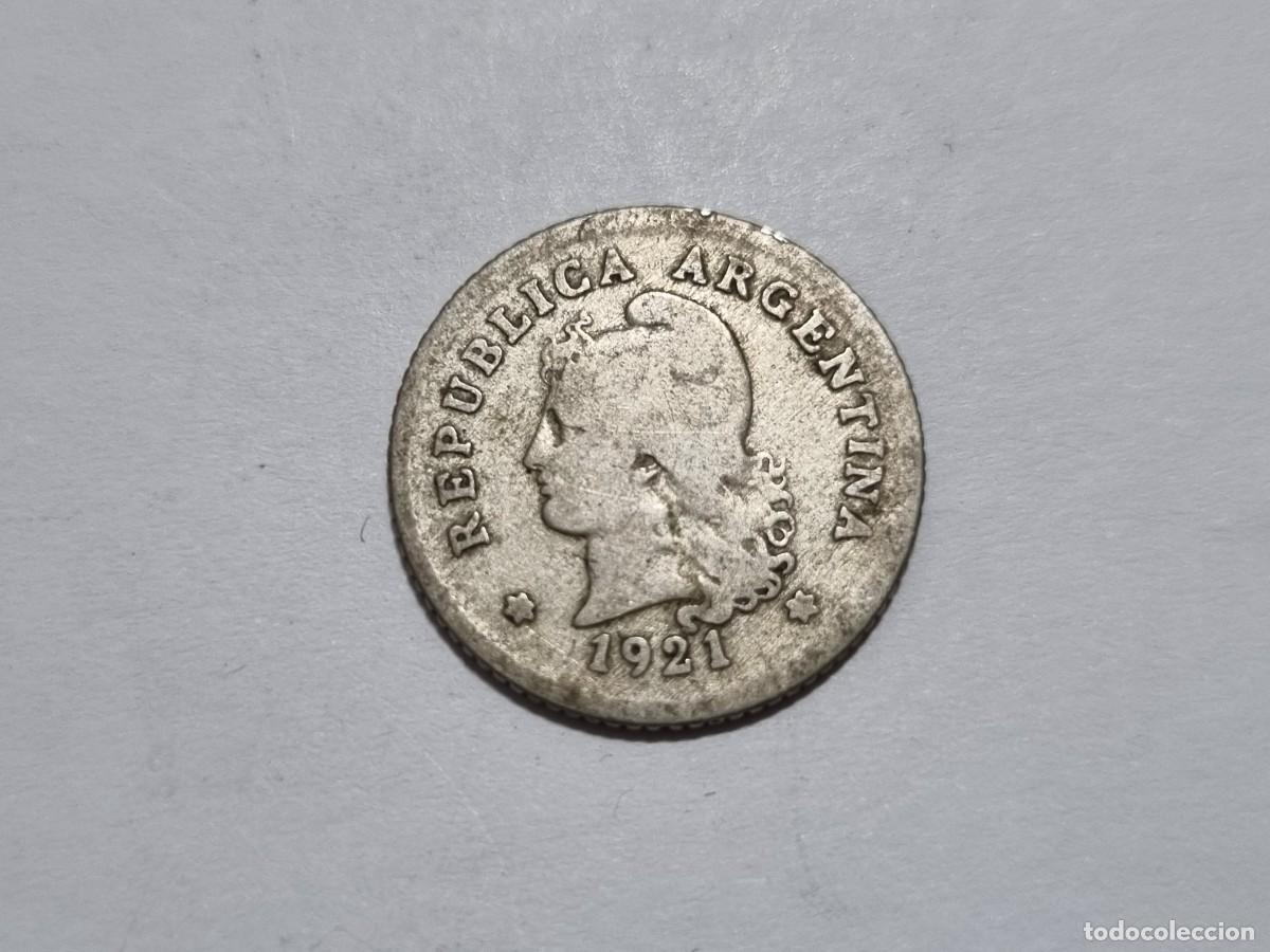 Monedas antiguas de Am&eacute;rica: Antigua Moneda Republica Argentina 10 Centavos 1921 Coleccionista