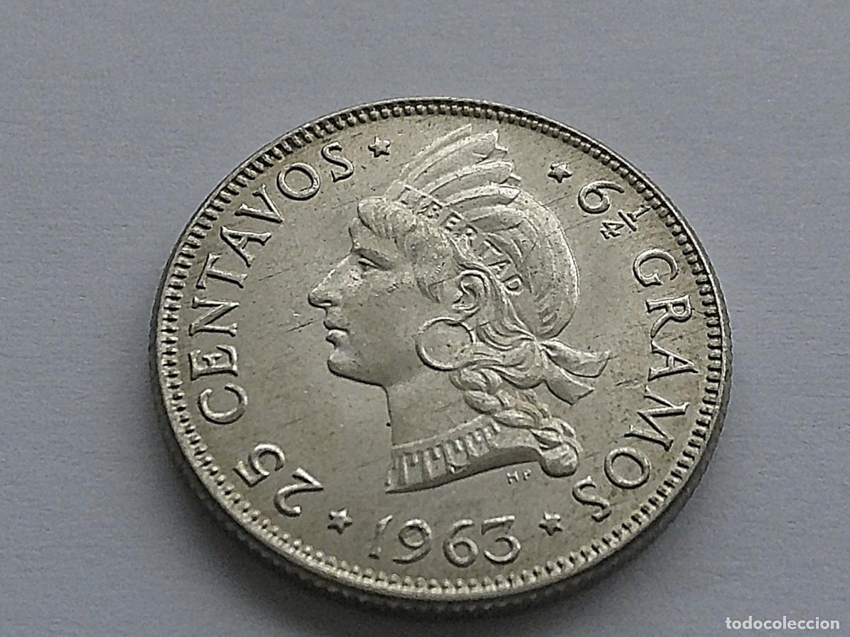 Monedas antiguas de Am&eacute;rica: Rep&uacute;blica Dominicana 25 centavos de plata 1963 40ea28