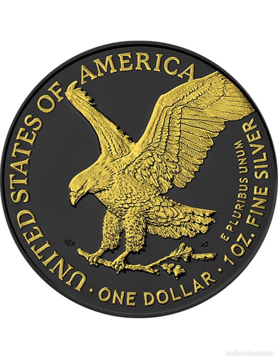 Monedas antiguas de Am&eacute;rica: Moneda de plata American Eagle oro y platino negro 1 OZ $1 2024 250 acu&ntilde;adas