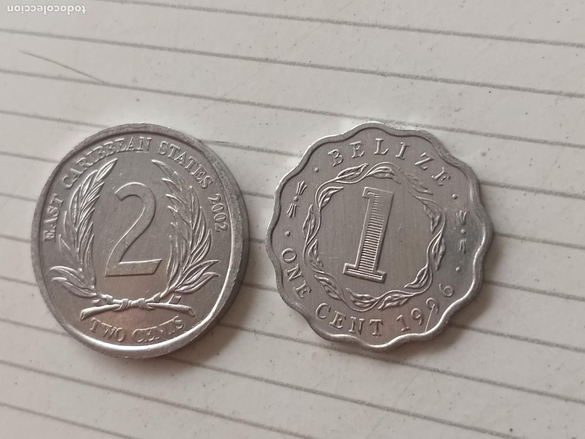 Monedas antiguas de Am&eacute;rica: Belize y Caribe brit&aacute;nico. 2 monedas