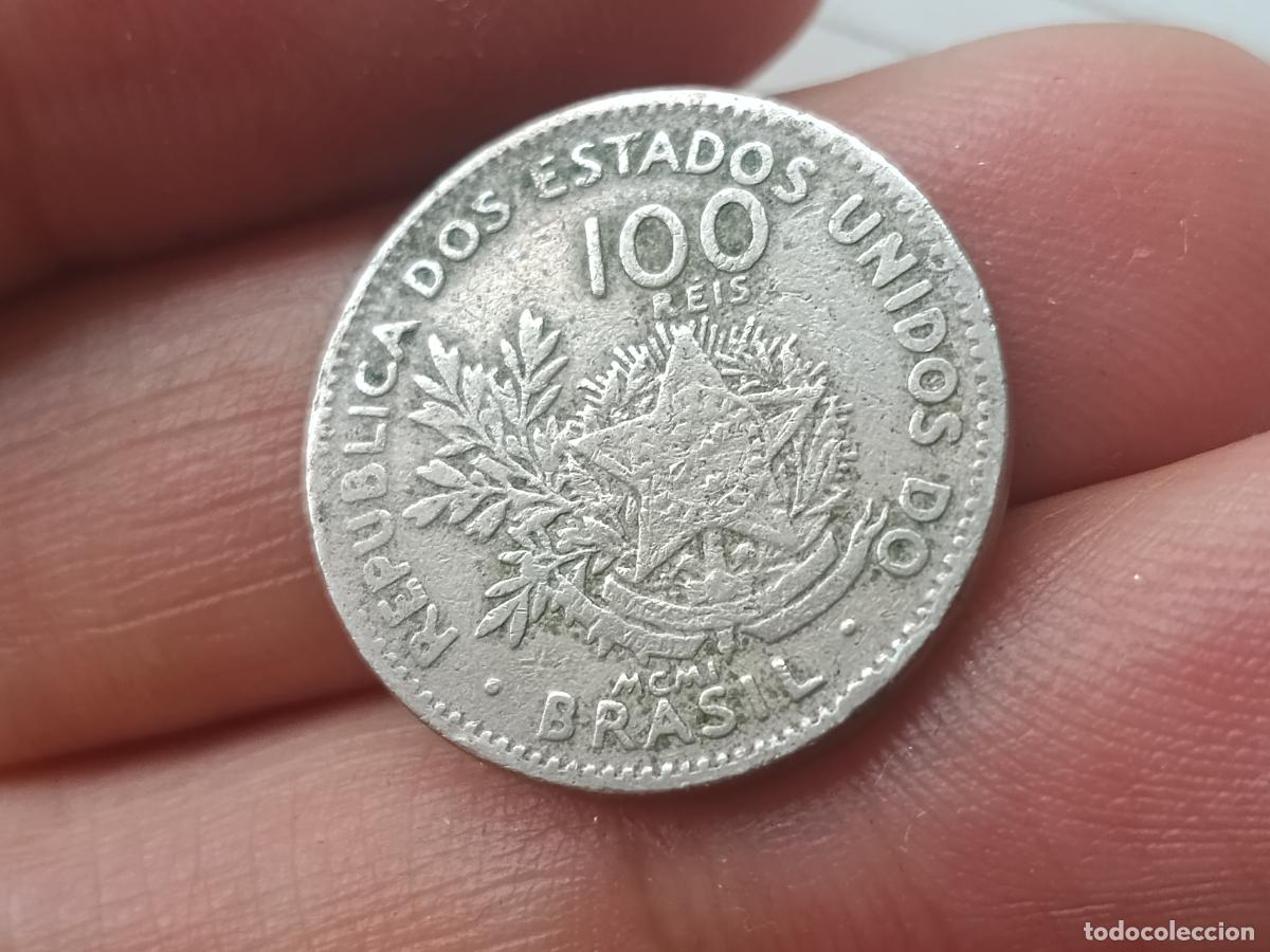Monedas antiguas de Am&eacute;rica: 100 REIS, BRASIL. 1901