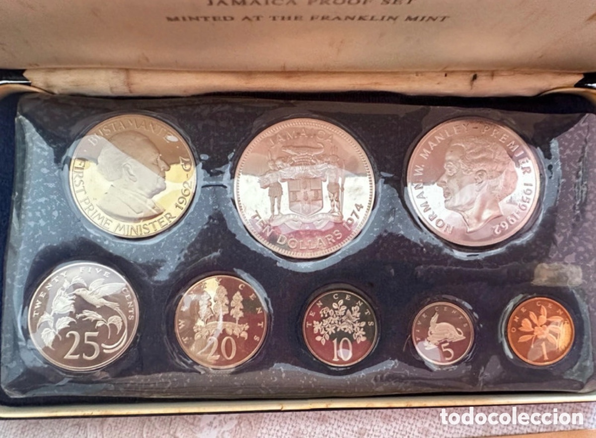 Monedas antiguas de Am&eacute;rica: Jamaica 8 Coins Set 1974 (2 de Plata 1.88 oz)