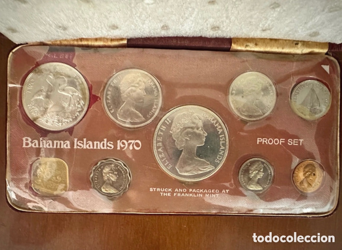 Monedas antiguas de Am&eacute;rica: Bahamas Islands 9 Monedas Set 1970 (4 de Plata Proof)