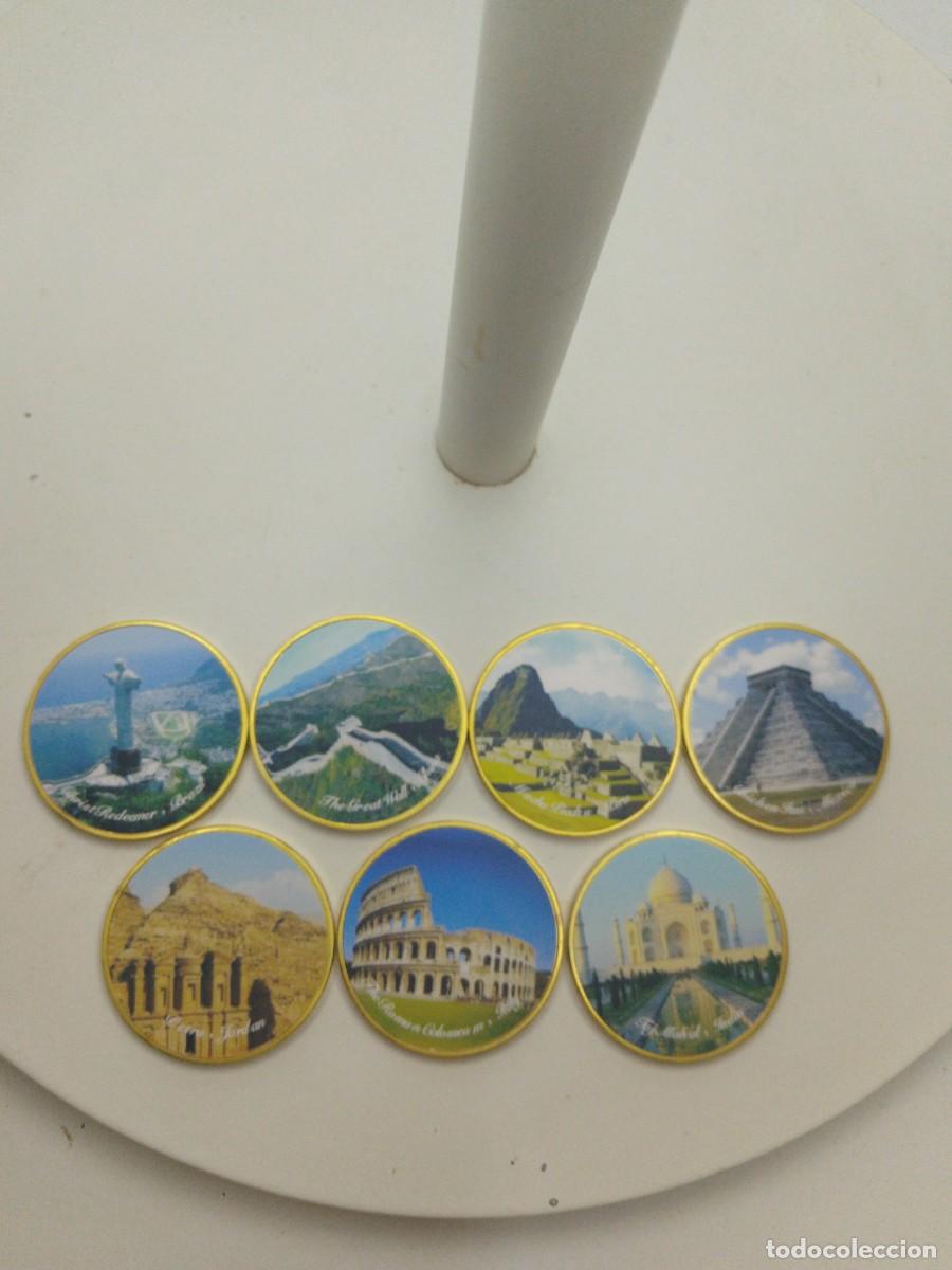 Monedas antiguas de Am&eacute;rica: Monedas Conjunto de 7 monedas conmemorativa que repredentan las 7 nuevas maravillas del mundos