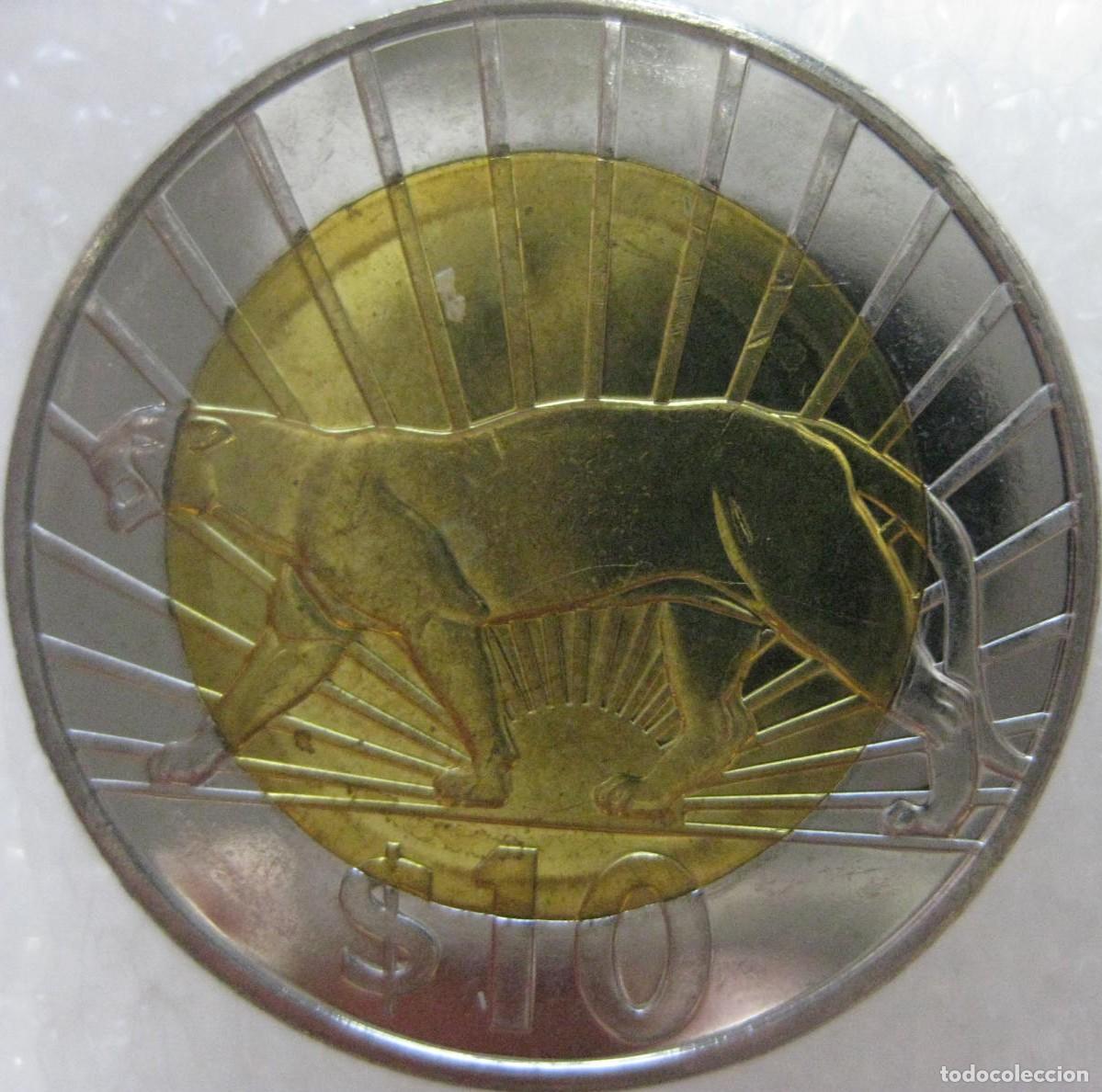 Monedas antiguas de Am&eacute;rica: Uruguay, 10 Pesos 2015 ''Fauna: Puma'' KM#134./ Sin Circular.