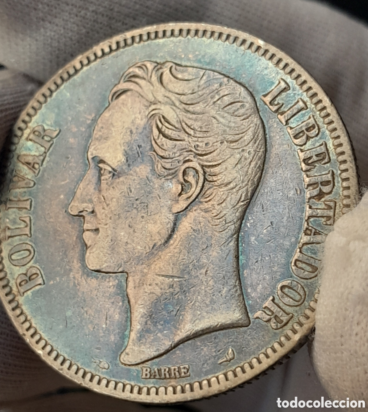Monedas antiguas de Am&eacute;rica: Moneda plata 5 bolivares 1904