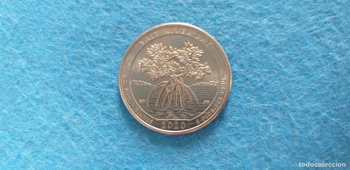 Monedas antiguas de Am&eacute;rica: Moneda de Estados Unidos. USA. Quarter de dolar. A&ntilde;o 2020. D. Salt river bay, virgin islands