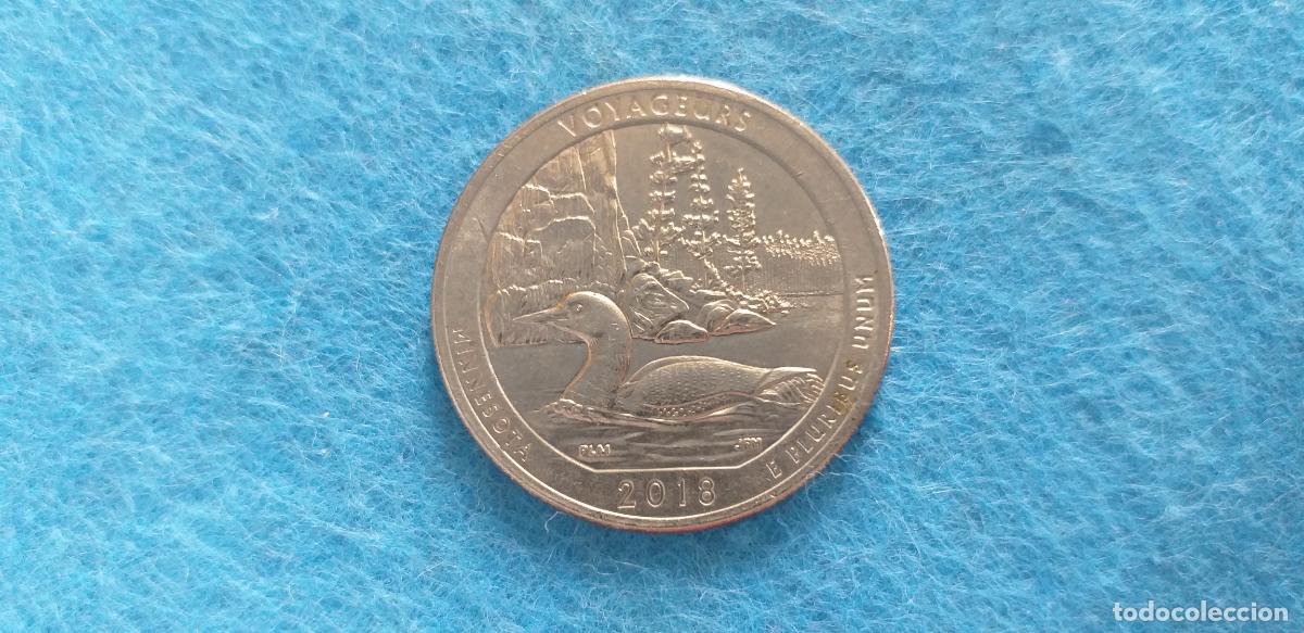 Monedas antiguas de Am&eacute;rica: Moneda de Estados Unidos, USA. 25 CENTAVOS QUARTER 2018. P. VOYAGEURS, MINNESOTA. Parque Nacional