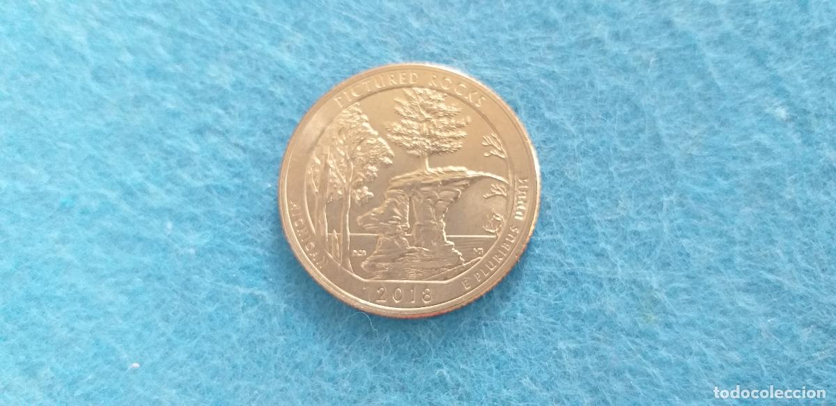 Monedas antiguas de Am&eacute;rica: Moneda Estados Unidos. USA. Quarter dolar. A&ntilde;o 2018. Pictured Rocks. Michigan