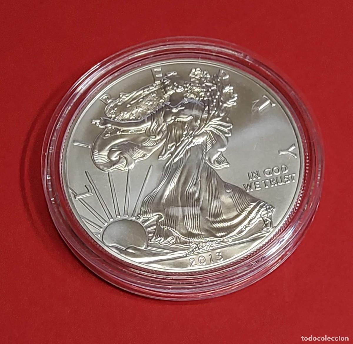 Monedas antiguas de Am&eacute;rica: 1 DOLAR DE PLATA DE ESTADOS UNIDOS DE 2013.BRILLANT UNCIRCULATED.1 ONZA PLATA 9999