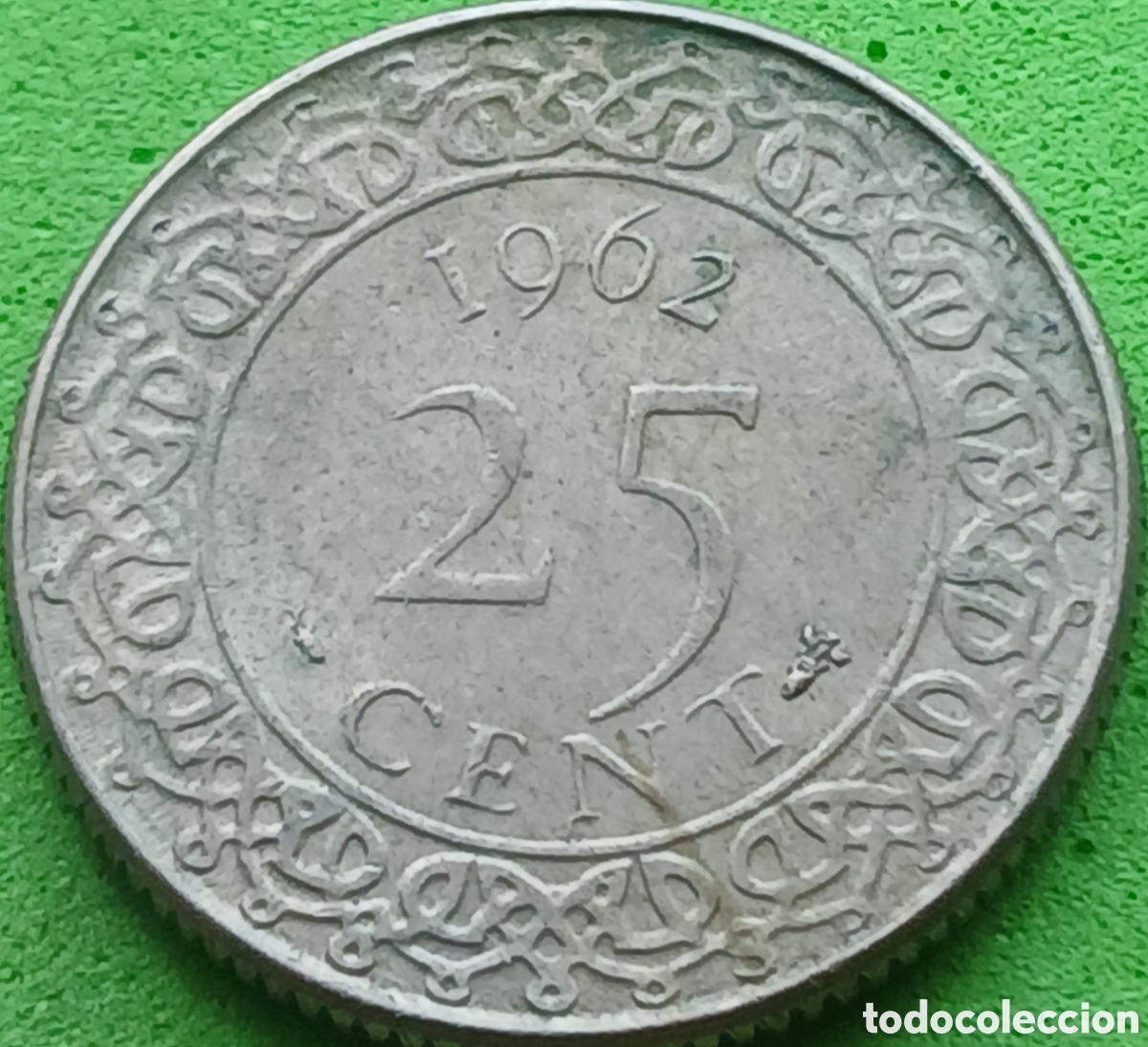 Monedas antiguas de Am&eacute;rica: Surinam 25 cent 1962 km#14 sin marca