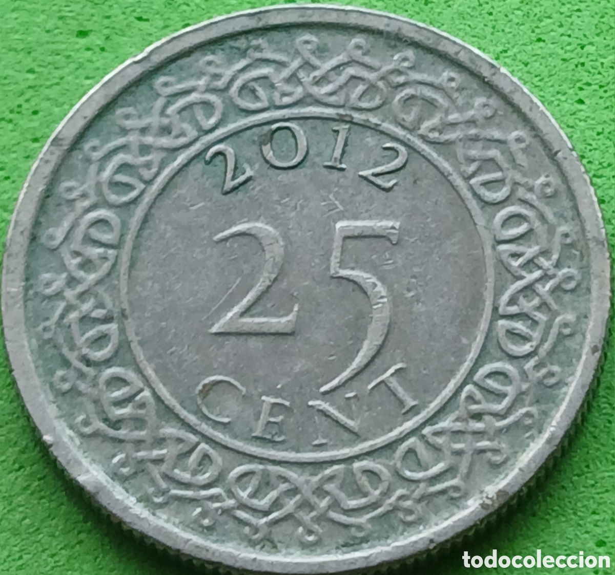 Monedas antiguas de Am&eacute;rica: Surinam 25 cent 2012 km#14a sin marca/ poco com&uacute;n